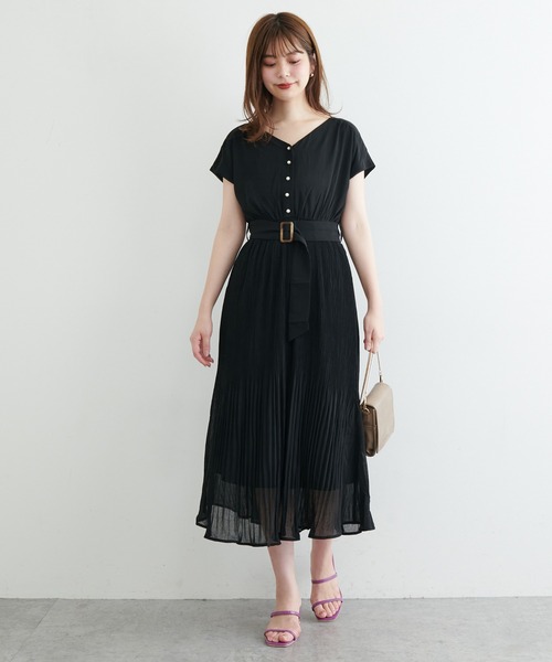 natural couture(ナチュラルクチュール)の「【WEB限定】前後2WAYカシュクール細プリーツワンピース(ワンピース・レディース・ブラック/ミント/ピンク/その他2/その他1/ベージュ・FREE)」の9枚目の写真