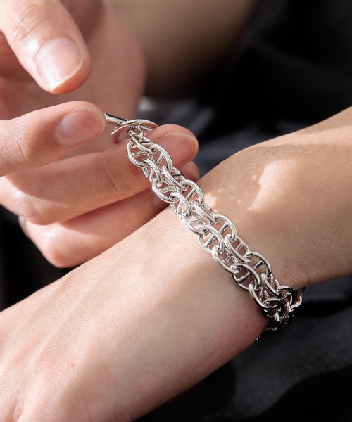 Adoon plain（アドーンプレーン）の「【Adoon plain】チェーンリングブレスレット（ブレスレット・メンズ・ライトグレー・FREE）」の5枚目の写真