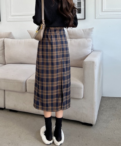 ABITOKYO(アビトーキョー)の「バックスリットチェックスカート(スカート・レディース・ブラック系その他/ブルー系その他・S/M/L)」の3枚目の写真