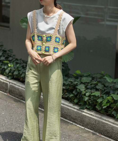 Kastane（カスタネ）の「ハンドクロシェビスチェ（ベスト・レディース・ベージュ/ボルドー・FREE）」の9枚目の写真