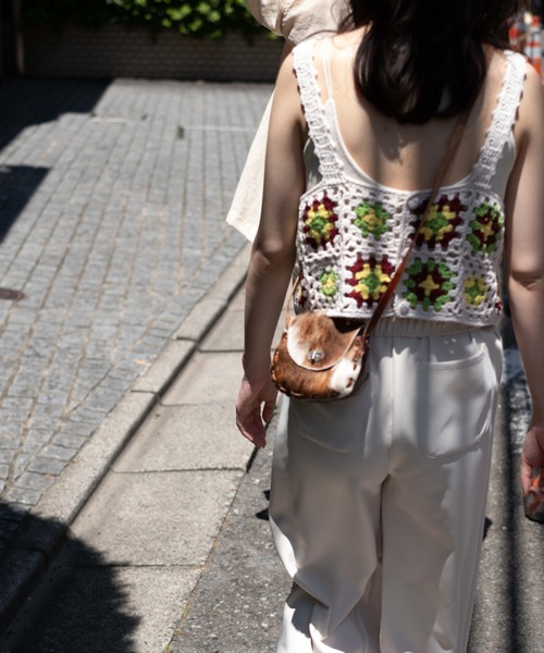 Kastane（カスタネ）の「ハンドクロシェビスチェ（ベスト・レディース・ベージュ/ボルドー・FREE）」の8枚目の写真