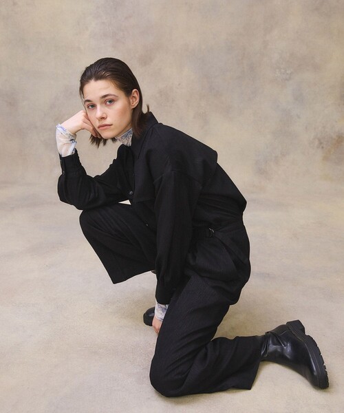 PUBLIC TOKYO（パブリックトウキョウ）の「エンボススエードジャンプスーツ /ウォッシャブル（つなぎ/オールインワン・レディース・ブラック・FREE）」の9枚目の写真