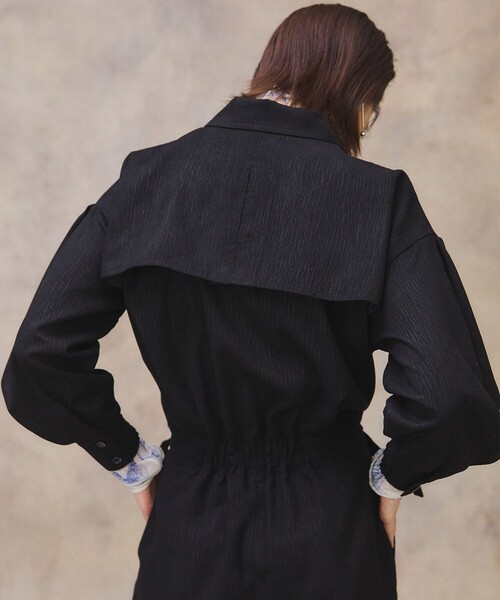 PUBLIC TOKYO（パブリックトウキョウ）の「エンボススエードジャンプスーツ /ウォッシャブル（つなぎ/オールインワン・レディース・ブラック・FREE）」の11枚目の写真