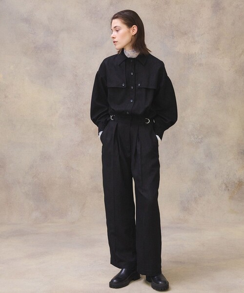 PUBLIC TOKYO（パブリックトウキョウ）の「エンボススエードジャンプスーツ /ウォッシャブル（つなぎ/オールインワン・レディース・ブラック・FREE）」の7枚目の写真