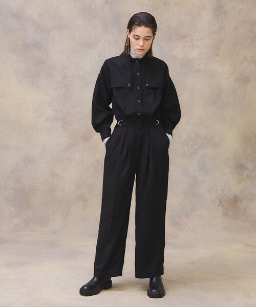 PUBLIC TOKYO（パブリックトウキョウ）の「エンボススエードジャンプスーツ /ウォッシャブル（つなぎ/オールインワン・レディース・ブラック・FREE）」の5枚目の写真