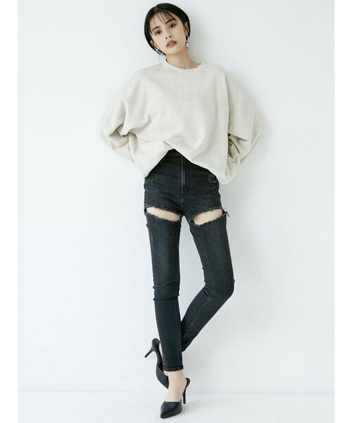 GYDA（ジェイダ）の「H/Wサイハイカットデザインデニムパンツ（デニムパンツ・レディース・ブラック/インディゴブルー・SMALL/MEDIUM/X-SMALL）」の4枚目の写真