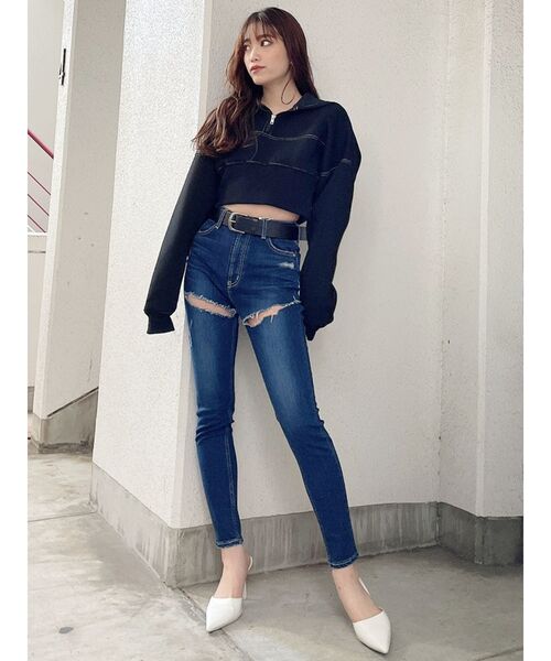 GYDA（ジェイダ）の「H/Wサイハイカットデザインデニムパンツ（デニムパンツ・レディース・ブラック/インディゴブルー・SMALL/MEDIUM/X-SMALL）」の18枚目の写真