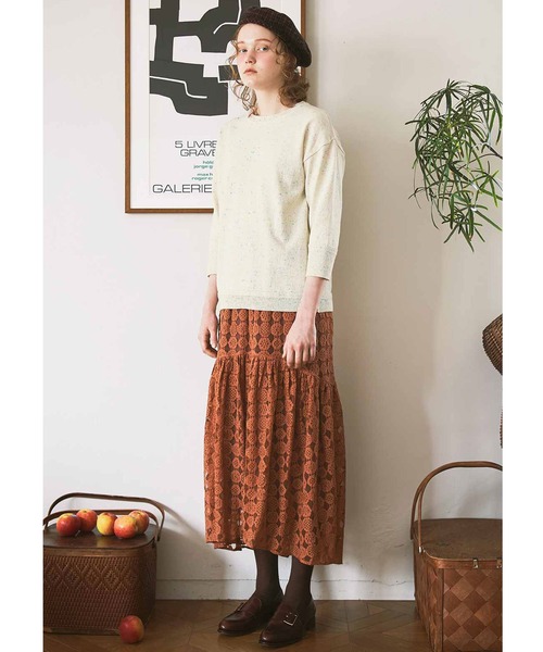 シロップ．（シロップ．）の「クッキーレースのロングテールティアードスカート（スカート・レディース・ブラック/ブラウン系その他・SMALL/MEDIUM/LARGE/X-LARGE/XX-LARGE）」の10枚目の写真