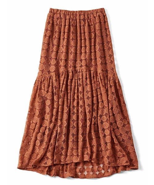 シロップ．（シロップ．）の「クッキーレースのロングテールティアードスカート（スカート・レディース・ブラック/ブラウン系その他・SMALL/MEDIUM/LARGE/X-LARGE/XX-LARGE）」の4枚目の写真