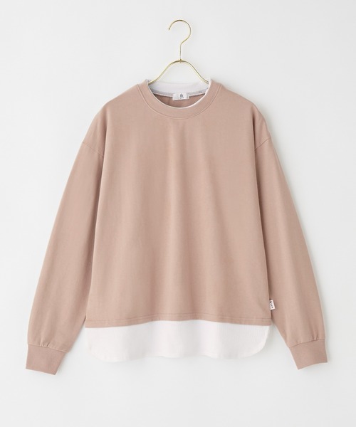 ＆yam（アンドヤム）の「ワッフルレイヤード風プレミアムスウェット（スウェット・キッズ・ブルー/グリーン/ピンク/オレンジ/ホワイト系・140-150cm/110-120cm/150-160cm/120-130cm/130-140cm）」の4枚目の写真