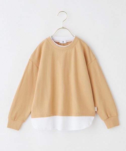 ＆yam（アンドヤム）の「ワッフルレイヤード風プレミアムスウェット（スウェット・キッズ・ブルー/グリーン/ピンク/オレンジ/ホワイト系・140-150cm/110-120cm/150-160cm/120-130cm/130-140cm）」の5枚目の写真