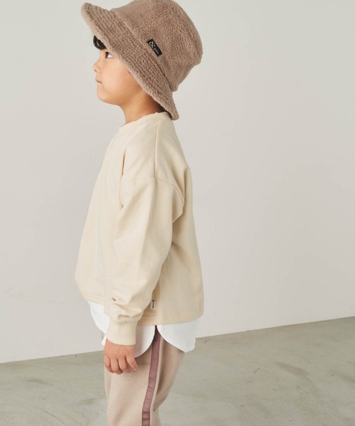 ＆yam（アンドヤム）の「ワッフルレイヤード風プレミアムスウェット（スウェット・キッズ・ブルー/グリーン/ピンク/オレンジ/ホワイト系・140-150cm/110-120cm/150-160cm/120-130cm/130-140cm）」の7枚目の写真