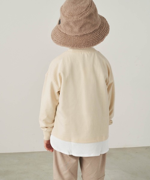 ＆yam（アンドヤム）の「ワッフルレイヤード風プレミアムスウェット（スウェット・キッズ・ブルー/グリーン/ピンク/オレンジ/ホワイト系・140-150cm/110-120cm/150-160cm/120-130cm/130-140cm）」の8枚目の写真