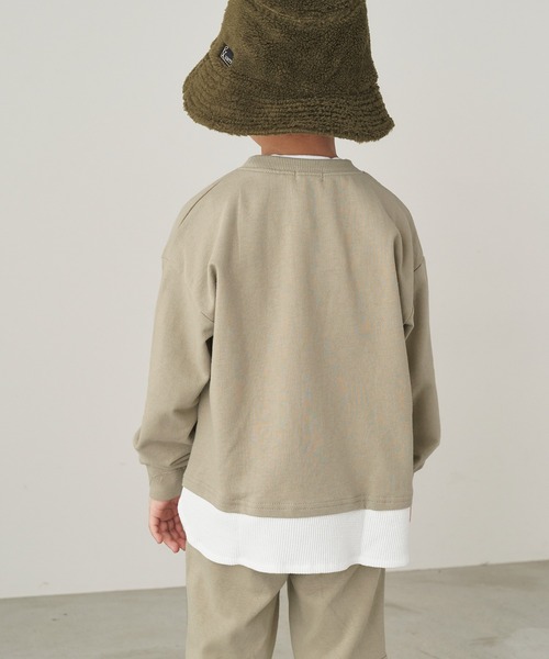 ＆yam（アンドヤム）の「ワッフルレイヤード風プレミアムスウェット（スウェット・キッズ・ブルー/グリーン/ピンク/オレンジ/ホワイト系・140-150cm/110-120cm/150-160cm/120-130cm/130-140cm）」の12枚目の写真