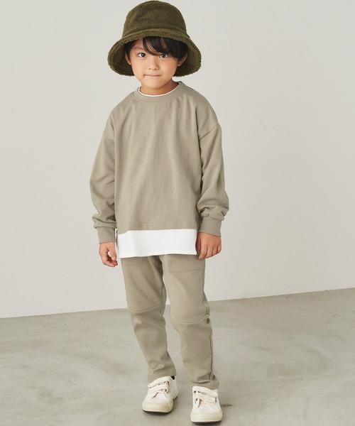 ＆yam（アンドヤム）の「ワッフルレイヤード風プレミアムスウェット（スウェット・キッズ・ブルー/グリーン/ピンク/オレンジ/ホワイト系・140-150cm/110-120cm/150-160cm/120-130cm/130-140cm）」の13枚目の写真