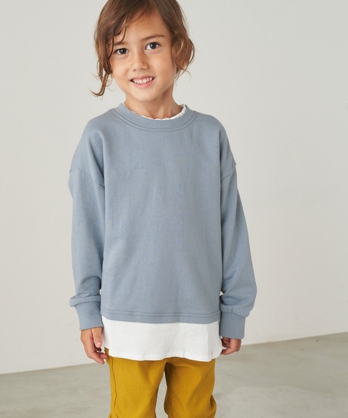 ＆yam（アンドヤム）の「ワッフルレイヤード風プレミアムスウェット（スウェット・キッズ・ブルー/グリーン/ピンク/オレンジ/ホワイト系・140-150cm/110-120cm/150-160cm/120-130cm/130-140cm）」の14枚目の写真