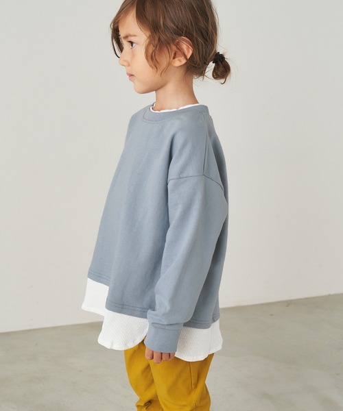＆yam（アンドヤム）の「ワッフルレイヤード風プレミアムスウェット（スウェット・キッズ・ブルー/グリーン/ピンク/オレンジ/ホワイト系・140-150cm/110-120cm/150-160cm/120-130cm/130-140cm）」の15枚目の写真