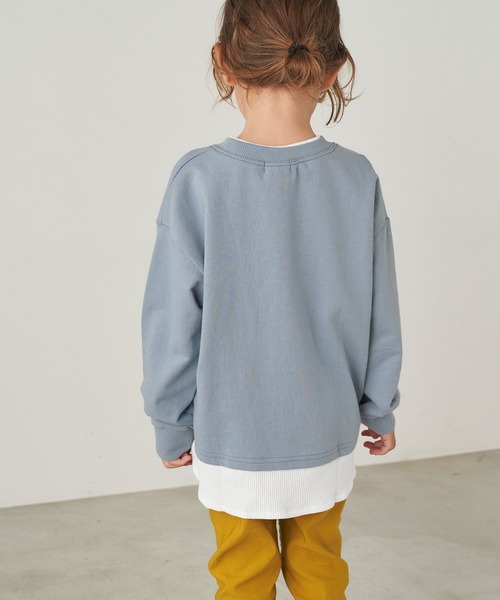 ＆yam（アンドヤム）の「ワッフルレイヤード風プレミアムスウェット（スウェット・キッズ・ブルー/グリーン/ピンク/オレンジ/ホワイト系・140-150cm/110-120cm/150-160cm/120-130cm/130-140cm）」の16枚目の写真