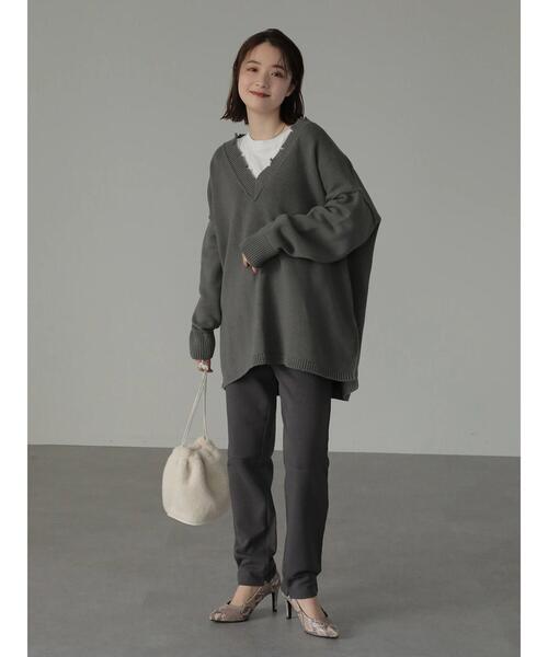 AMERICAN HOLIC(アメリカンホリック)の「Vネックダメージニットプルオーバー(ニット/セーター・レディース・アイボリー/チャコールグレー・M/L)」の21枚目の写真