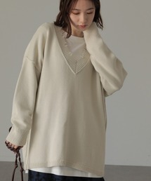 AMERICAN HOLIC | Vネックダメージニットプルオーバー(ニット/セーター)