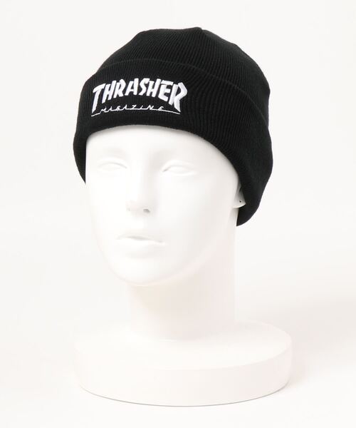 THRASHER(スラッシャー)の「MAG LOGO ACRYLIC BEANIE/スラッシャーニットキャップ・ビーニー(ニットキャップ/ビーニー・メンズ・ブラック×ホワイト/ブラック×ブラック/ネイビー/グレー/ベージュ/カーキ/オレンジ・FREE)」の2枚目の写真