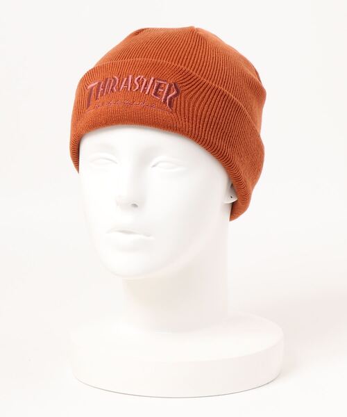 THRASHER(スラッシャー)の「MAG LOGO ACRYLIC BEANIE/スラッシャーニットキャップ・ビーニー(ニットキャップ/ビーニー・メンズ・ブラック×ホワイト/ブラック×ブラック/ネイビー/グレー/ベージュ/カーキ/オレンジ・FREE)」の1枚目の写真