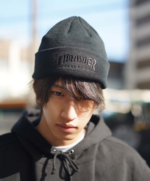 THRASHER(スラッシャー)の「MAG LOGO ACRYLIC BEANIE/スラッシャーニットキャップ・ビーニー(ニットキャップ/ビーニー・メンズ・ブラック×ホワイト/ブラック×ブラック/ネイビー/グレー/ベージュ/カーキ/オレンジ・FREE)」の11枚目の写真