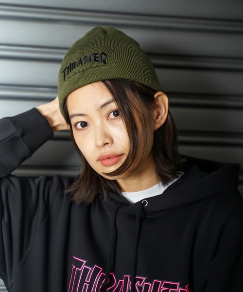THRASHER(スラッシャー)の「MAG LOGO ACRYLIC BEANIE/スラッシャーニットキャップ・ビーニー(ニットキャップ/ビーニー・メンズ・ブラック×ホワイト/ブラック×ブラック/ネイビー/グレー/ベージュ/カーキ/オレンジ・FREE)」の13枚目の写真