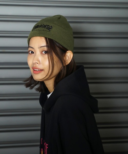 THRASHER(スラッシャー)の「MAG LOGO ACRYLIC BEANIE/スラッシャーニットキャップ・ビーニー(ニットキャップ/ビーニー・メンズ・ブラック×ホワイト/ブラック×ブラック/ネイビー/グレー/ベージュ/カーキ/オレンジ・FREE)」の14枚目の写真