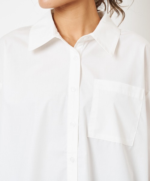 SPIRALGIRL(スパイラルガール)の「Aラインオーバーシャツ(シャツ/ブラウス・レディース・オフホワイト/ストライプ・FREE)」の11枚目の写真