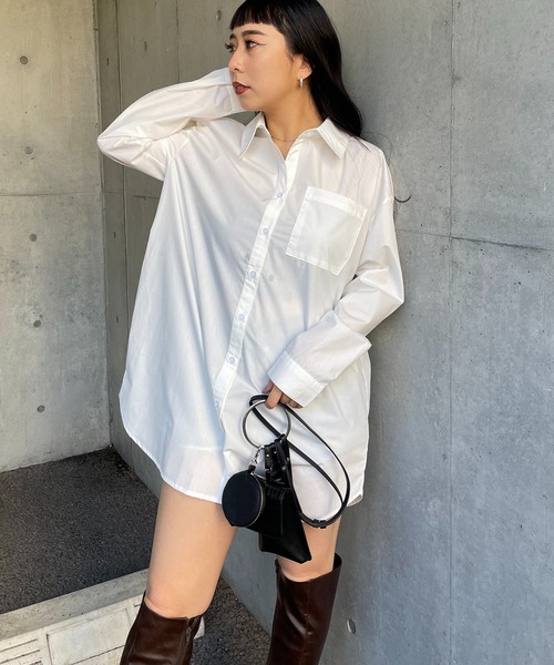 SPIRALGIRL(スパイラルガール)の「Aラインオーバーシャツ(シャツ/ブラウス・レディース・オフホワイト/ストライプ・FREE)」の14枚目の写真