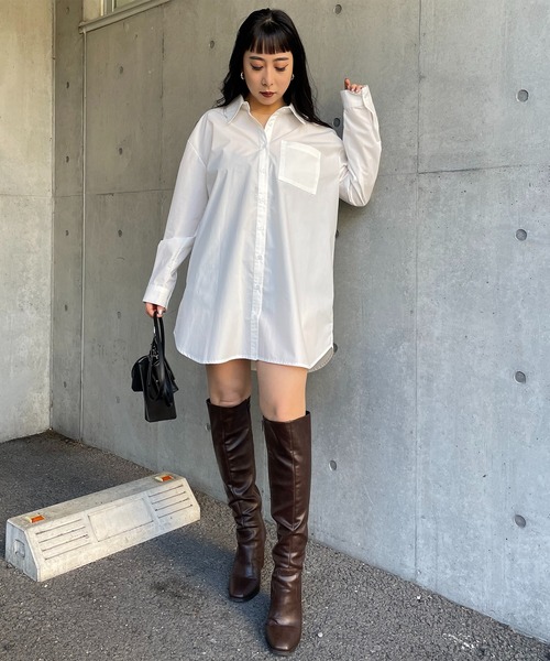 SPIRALGIRL(スパイラルガール)の「Aラインオーバーシャツ(シャツ/ブラウス・レディース・オフホワイト/ストライプ・FREE)」の15枚目の写真