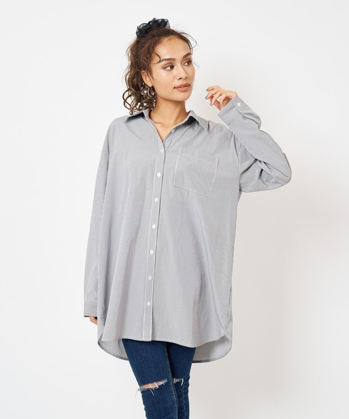 SPIRALGIRL(スパイラルガール)の「Aラインオーバーシャツ(シャツ/ブラウス・レディース・オフホワイト/ストライプ・FREE)」の18枚目の写真