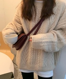 大人カラーフィッシャーマンニット