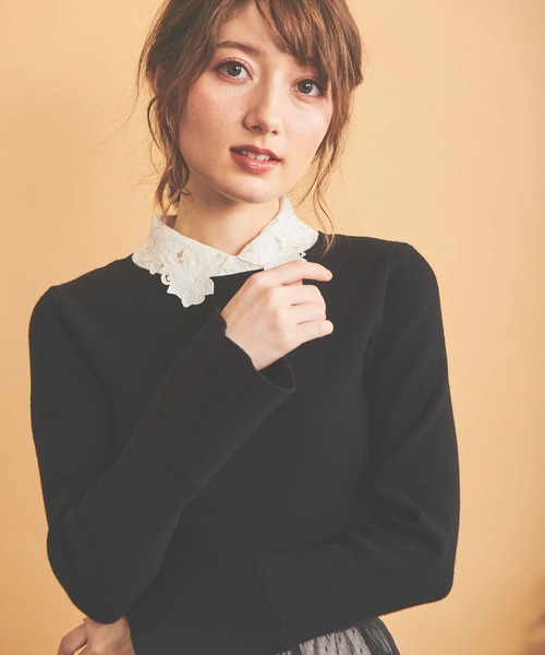 NOELA（ノエラ）の「刺繍衿ニット（ニット/セーター・レディース・ブラウン/ブラック/オフホワイト・フリー）」の13枚目の写真