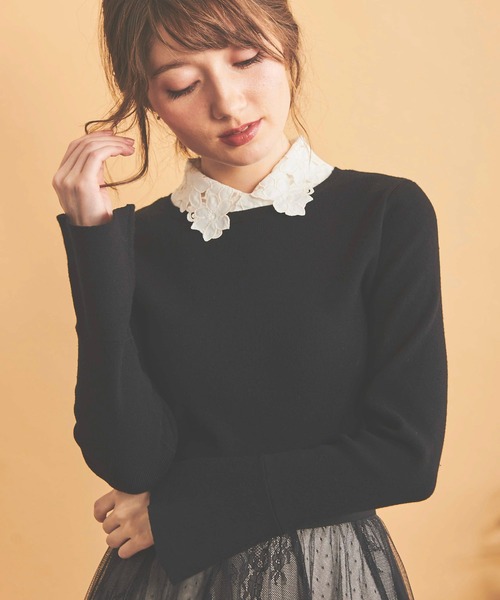 NOELA（ノエラ）の「刺繍衿ニット（ニット/セーター・レディース・ブラウン/ブラック/オフホワイト・フリー）」の16枚目の写真