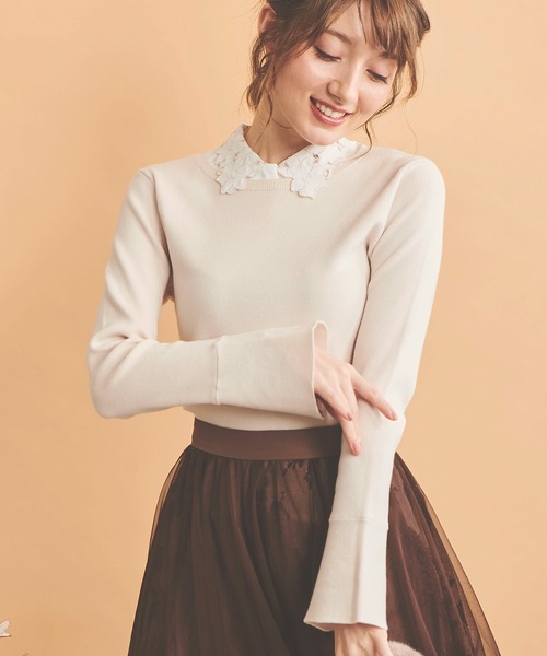 NOELA（ノエラ）の「刺繍衿ニット（ニット/セーター・レディース・ブラウン/ブラック/オフホワイト・フリー）」の22枚目の写真