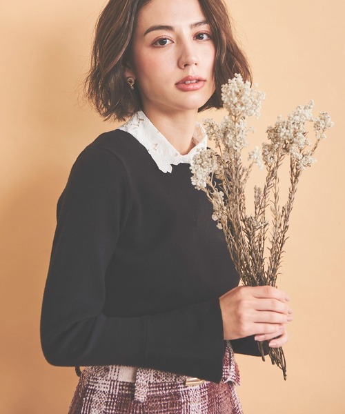 NOELA（ノエラ）の「刺繍衿ニット（ニット/セーター・レディース・ブラウン/ブラック/オフホワイト・フリー）」の5枚目の写真