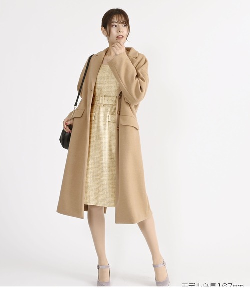 【美品】マリークヮント　近年✨ボタンデイジーツイード ワンピース ベルト付き M MARY QUANT（マリークワント）の「ボタンデイジーツイード ワンピース