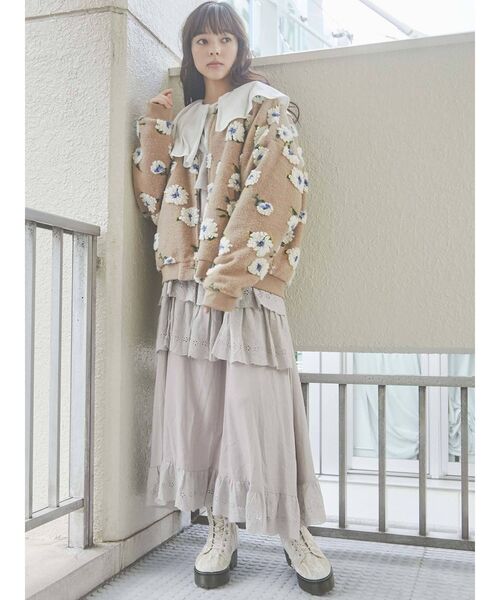 merry jenny（メリージェニー）の「fluffy pattern jacket（その他アウター・レディース・ブラック/ベージュ/その他1・FREE）」の13枚目の写真