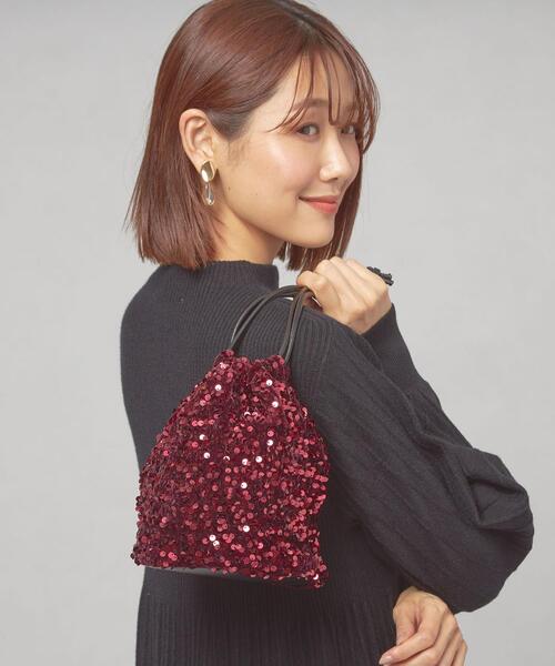 closet story(クローゼットストーリー)の「<closet story(クローゼットストーリー)>スパンコール 巾着 ショルダーバッグ(ショルダーバッグ・レディース・ネイビー/ワインレッド・FREE)」の11枚目の写真