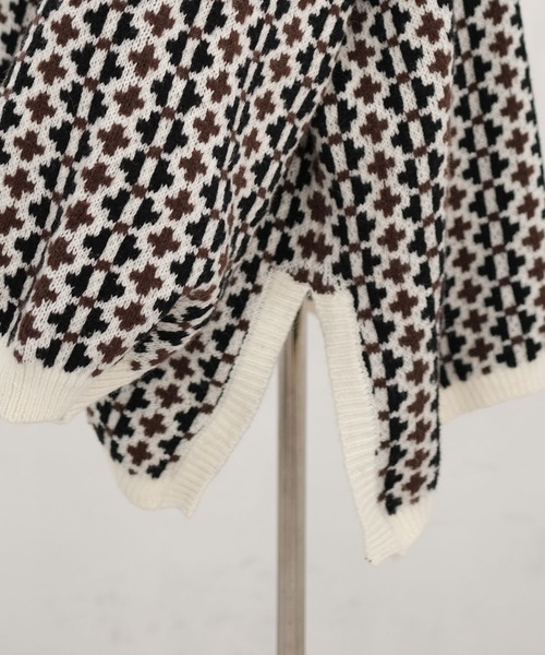 ＡＮＤＪ（アンドジェイ）の「【ANDJ MADE】ジャガード織サイドスリットクルーネック柄ニット（ニット/セーター・レディース・ブラック・M）」の12枚目の写真