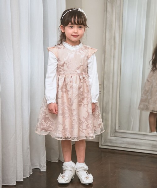 ANY(エニィ)の「透かし花柄 ワンピース(ドレス・キッズ・ネイビー系/ピンク系・110/120/130)」の7枚目の写真