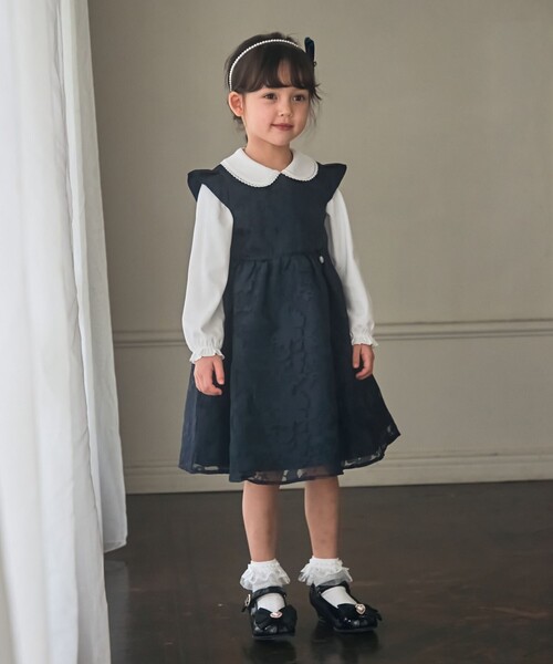 ANY(エニィ)の「透かし花柄 ワンピース(ドレス・キッズ・ネイビー系/ピンク系・110/120/130)」の9枚目の写真