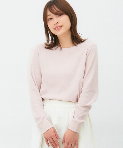 Honeys(ハニーズ)の「ワッフルクルーネックT(Tシャツ/カットソー・レディース・ピンク/ミント/ベージュ系その他2/ホワイト×ブラック/スミクロ/アイボリー/ベージュ系その他/サックスブルー・LL/L/M)」の8枚目の写真