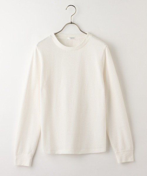Honeys(ハニーズ)の「ワッフルクルーネックT(Tシャツ/カットソー・レディース・ピンク/ミント/ベージュ系その他2/ホワイト×ブラック/スミクロ/アイボリー/ベージュ系その他/サックスブルー・LL/L/M)」の11枚目の写真