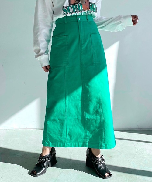 PAGEBOY（ページボーイ）の「カラーツイルタイトスカート（スカート・レディース・ブラック/ライム/グリーン・MEDIUM/SMALL）」の9枚目の写真