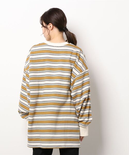 LOWRYS FARM(ローリーズファーム)の「ウラケキモウアソートボーダーLS 262266(スウェット・レディース・ホワイト/ブラック/グリーン・FREE)」の5枚目の写真