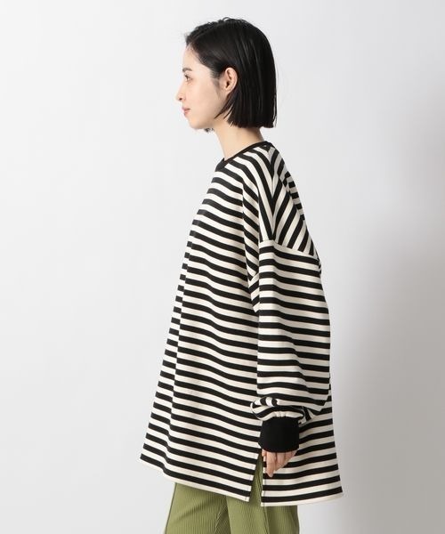 LOWRYS FARM(ローリーズファーム)の「ウラケキモウアソートボーダーLS 262266(スウェット・レディース・ホワイト/ブラック/グリーン・FREE)」の8枚目の写真