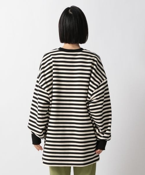 LOWRYS FARM(ローリーズファーム)の「ウラケキモウアソートボーダーLS 262266(スウェット・レディース・ホワイト/ブラック/グリーン・FREE)」の9枚目の写真